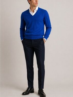 Lord & Taylor 100% Cashmere Royal Blue V-Neck Sweater Men’s Size XL